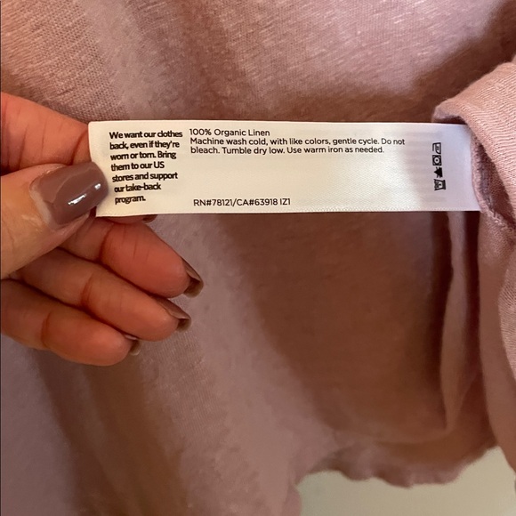 Eileen Fisher Women’s XS Oversized 100% Linen Soft Rose Short Sleeve Tee - Picture 3 of 5